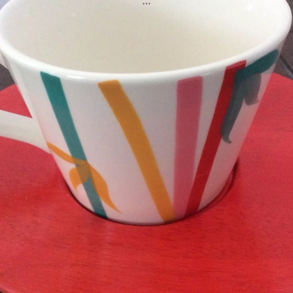 NEW Hues N Brews Ceramic Tea Cup & Wood Saucer Set BAMBOO RED PINK GREEN COFFEE - Picture 5 of 5